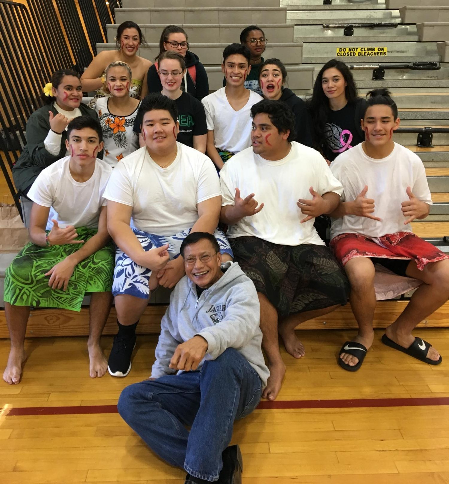 Mr. Mariano Leon-Guerrero (front) was a fixture at ERHS. He was a counselor and  served as advisor for the International Club and Honor Society. He was inducted to the school's Hall of Fame in 2025.